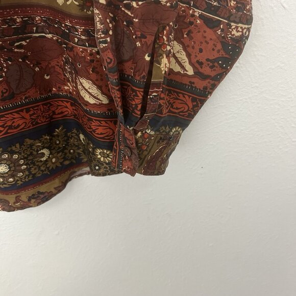VtTG J. Maclnally’s Brown Colorful Fall Floral 100% Silk Blouse Shirt M Autumn - Picture 4 of 8
